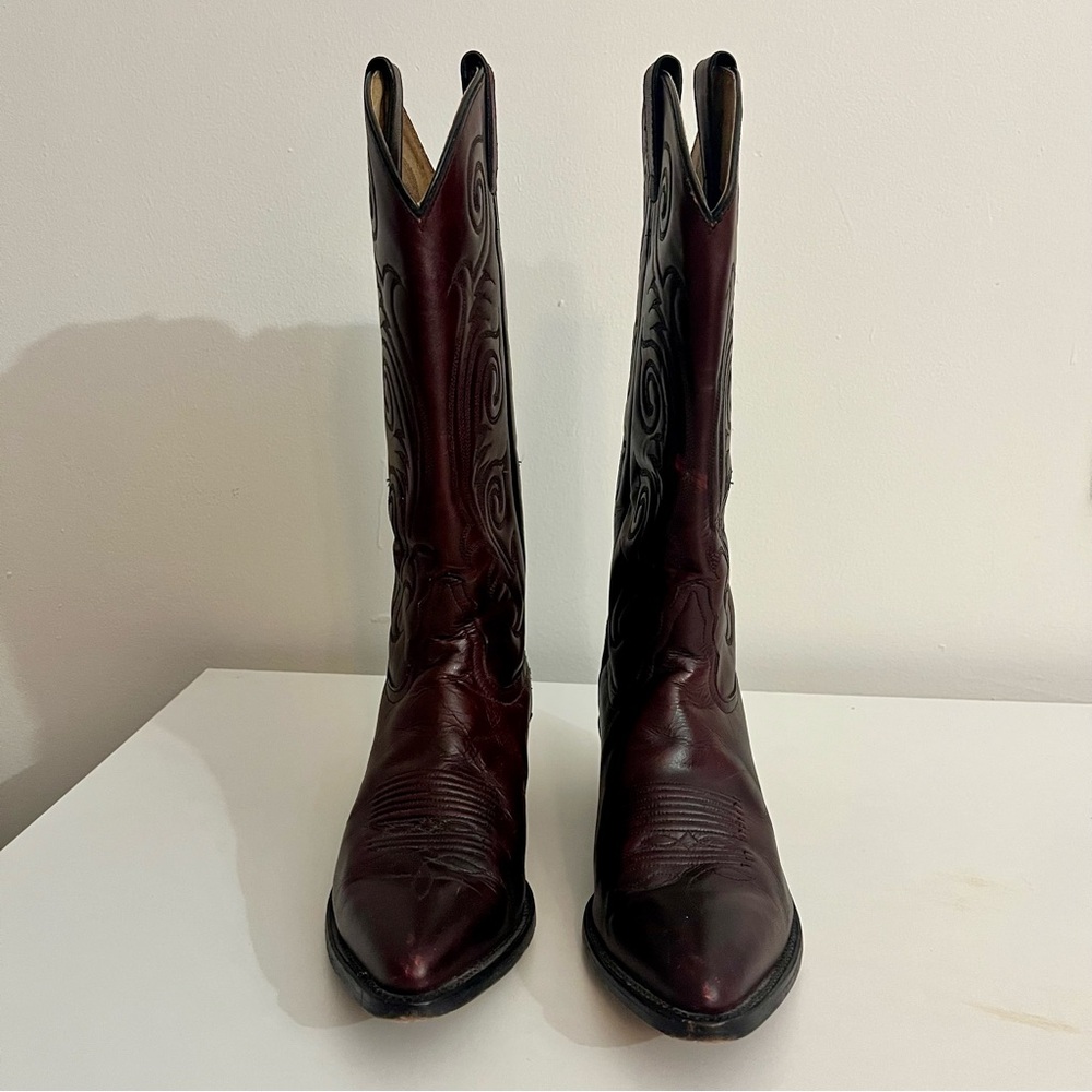 Vintage Tony Lama Red Leather Boots Size 8 - Picture 3 of 14